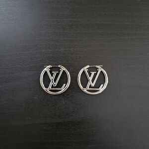 LV Silver Hoop Earrings